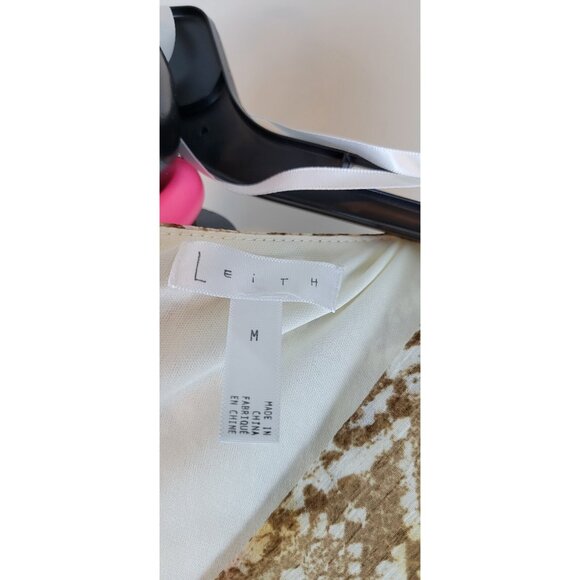 Leith Dress Womems Sz Medium V Neck Ruffles Animal Print Long Sleeve - Picture 2 of 11